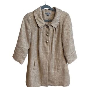 Apt 9 Petite Gold Metallic Tweed Collarless Jacket Women PM